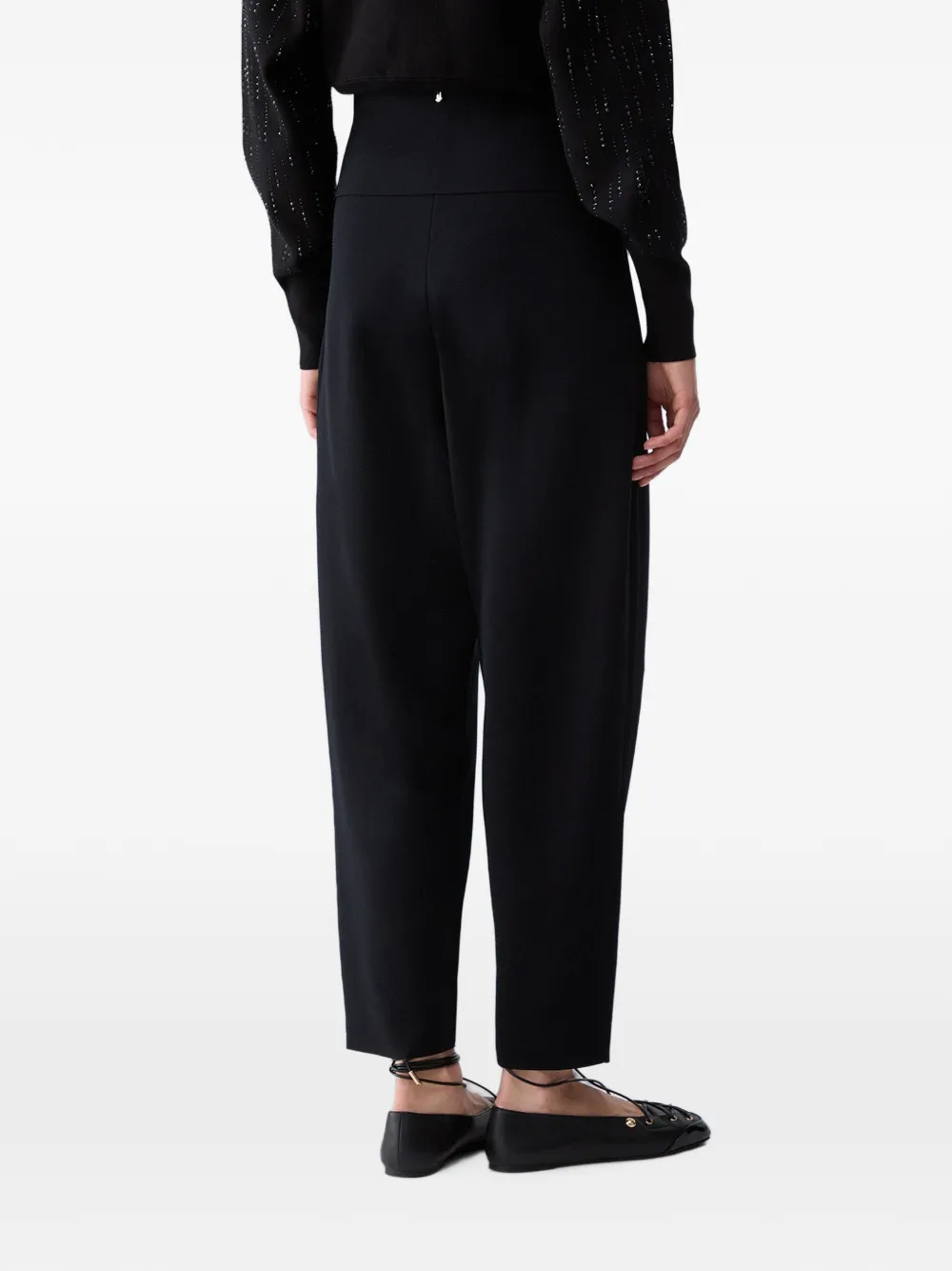 LIU JO Gebreide broek met omgeslagen taille Zwart