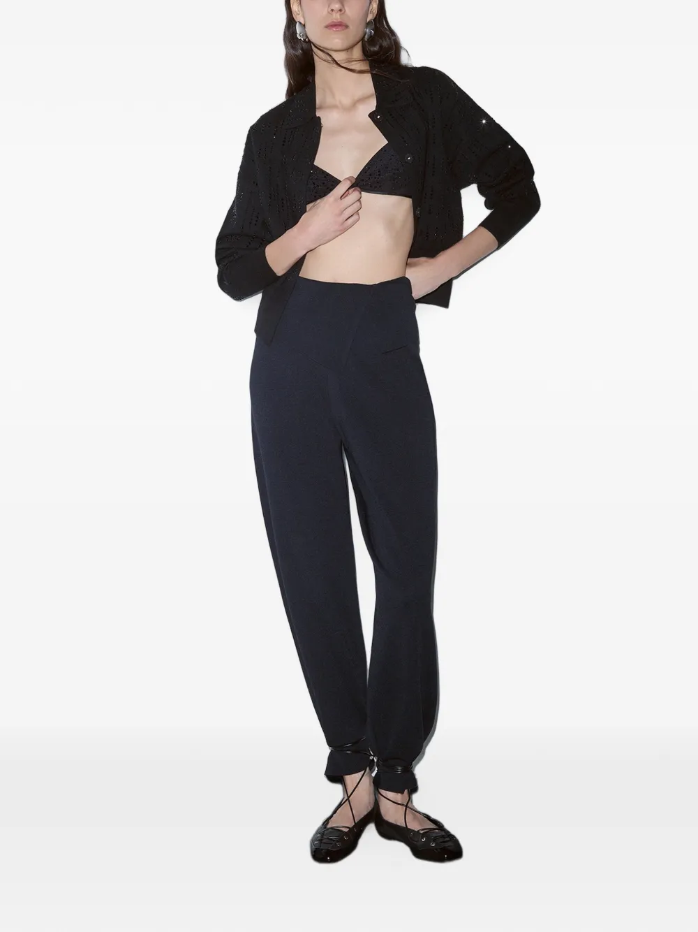 LIU JO Gebreide broek met omgeslagen taille Zwart