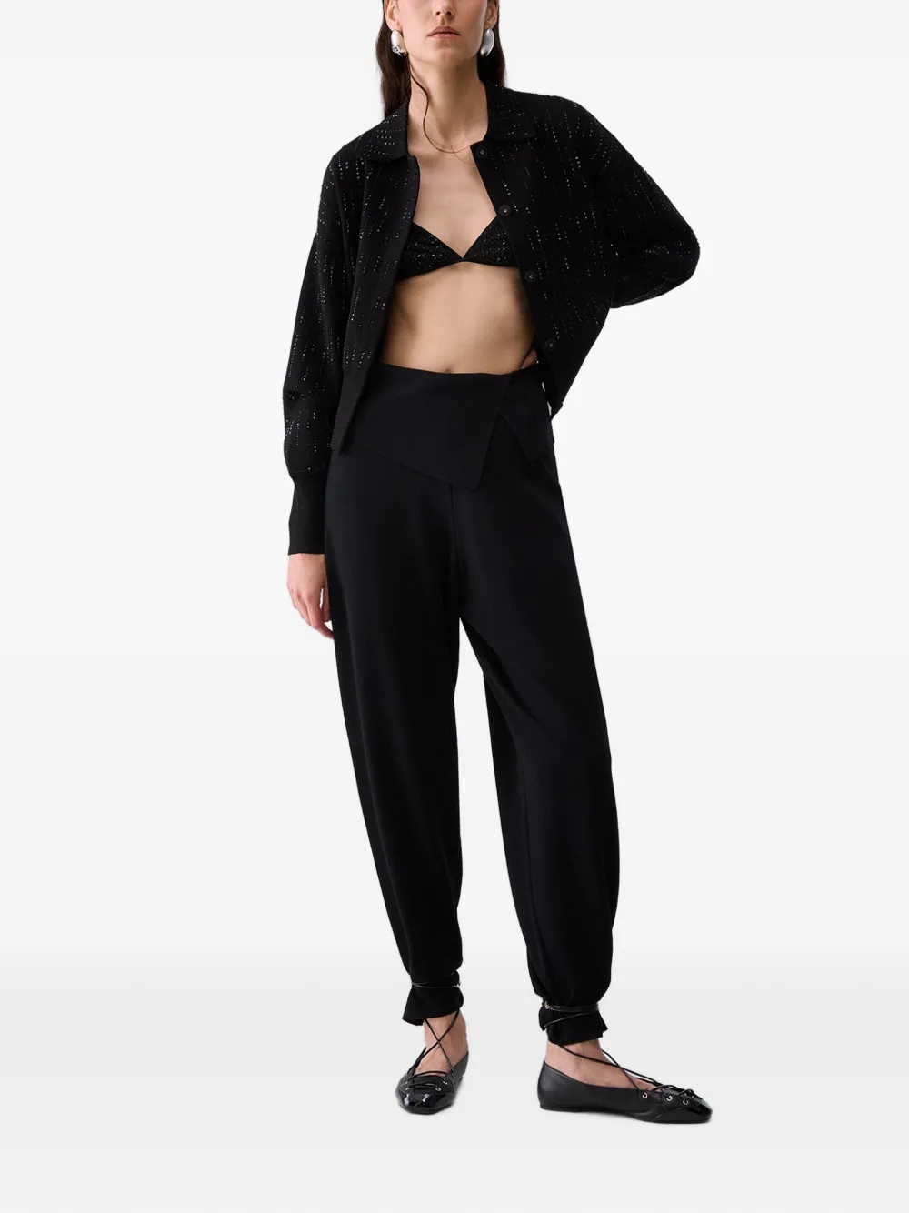 LIU JO Gebreide broek met omgeslagen taille Zwart