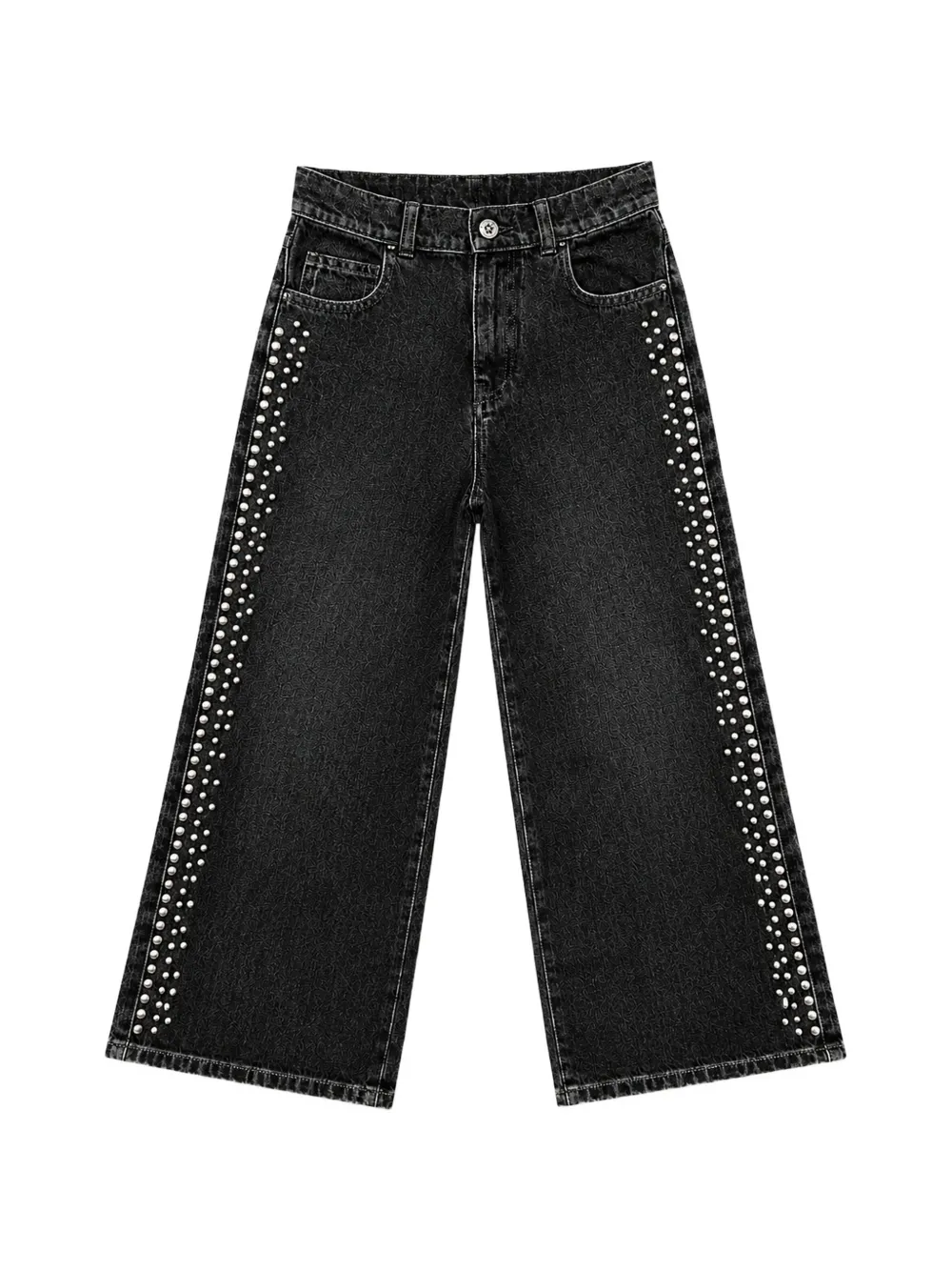 Golden Goose Kids stud-embellished logo-pattern jeans - Grigio