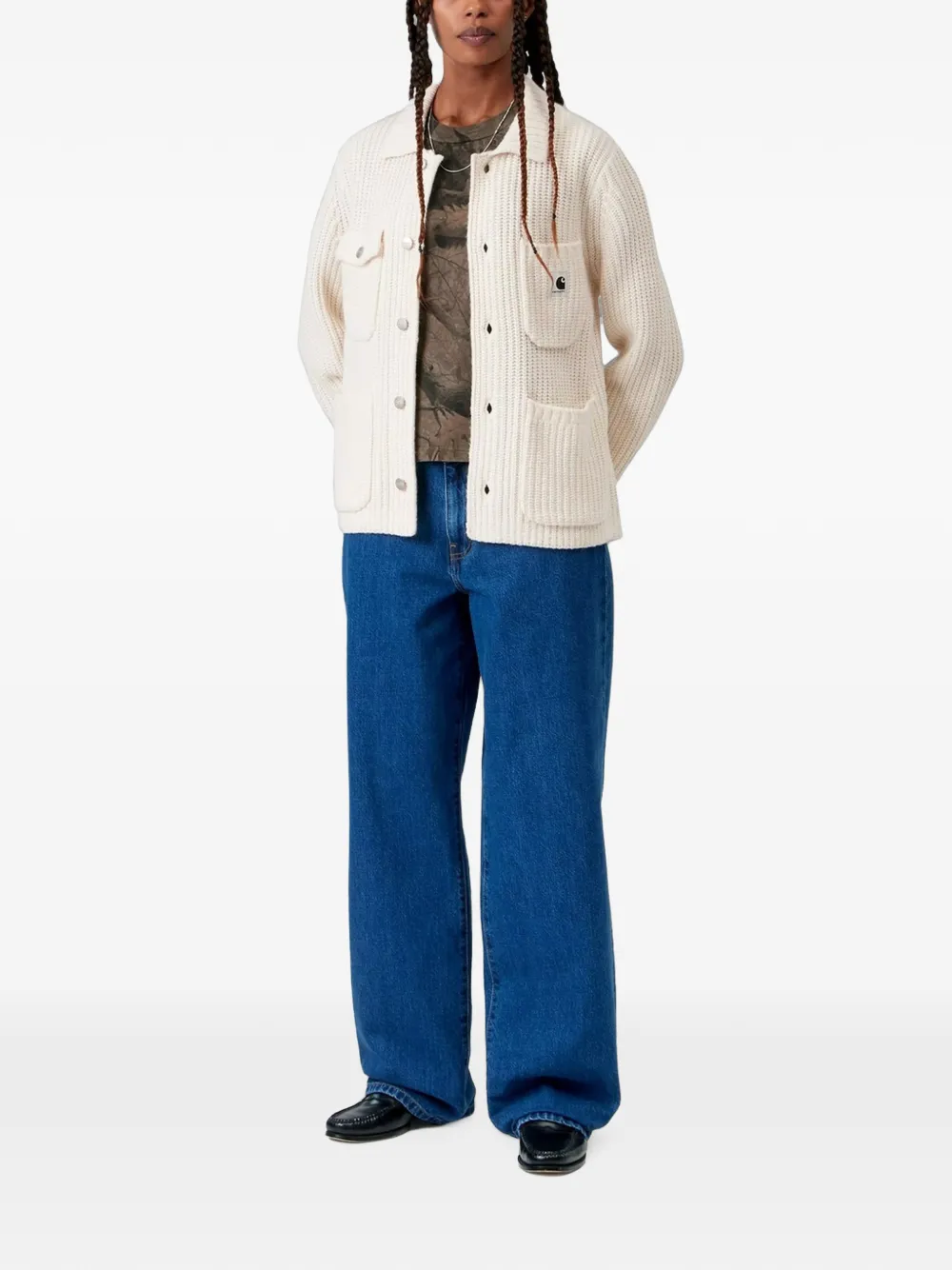 Carhartt WIP Michigan ribgebreid vest Wit
