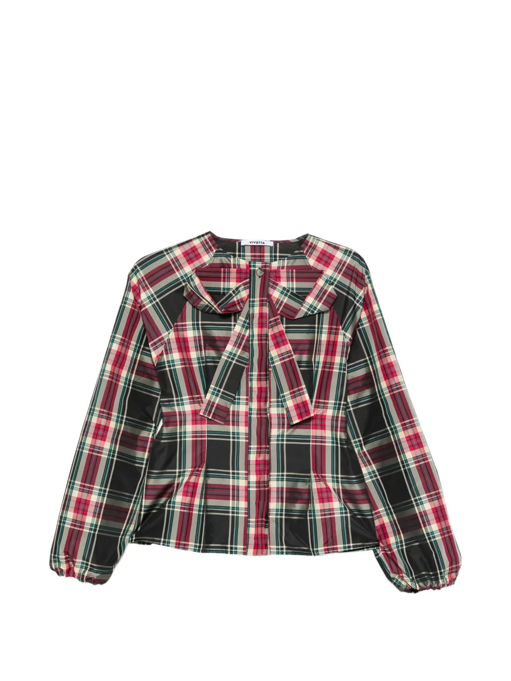 Vivetta Bow-detail Tartan-print Shirt In Multi