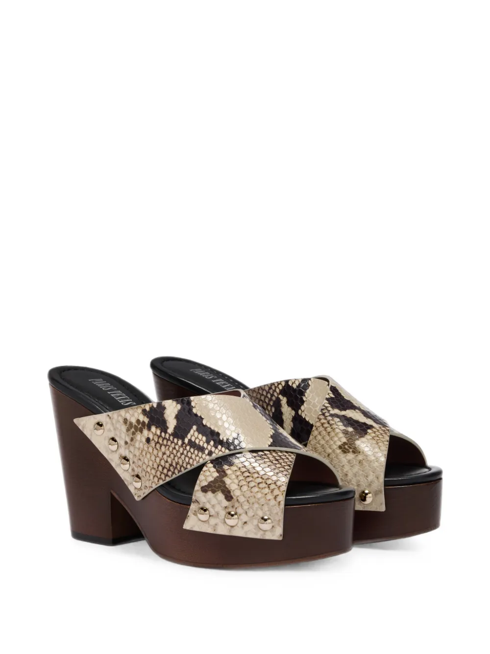 Paris Texas Marisol snakeskin-effect studded sandals Beige
