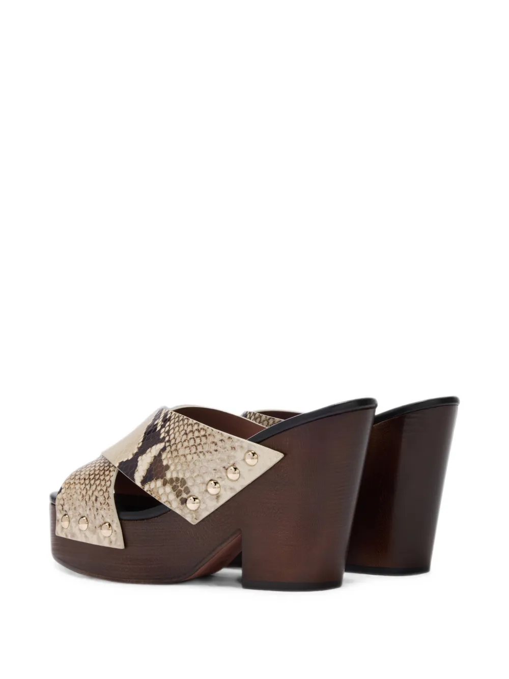 Paris Texas Marisol snakeskin-effect studded sandals Beige