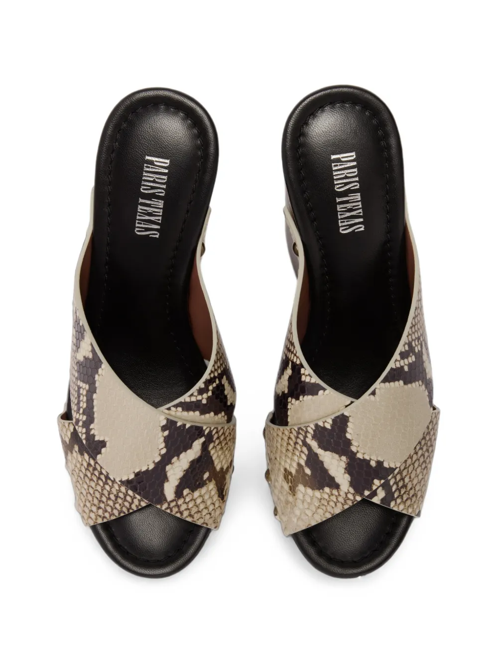Paris Texas Marisol snakeskin-effect studded sandals Beige