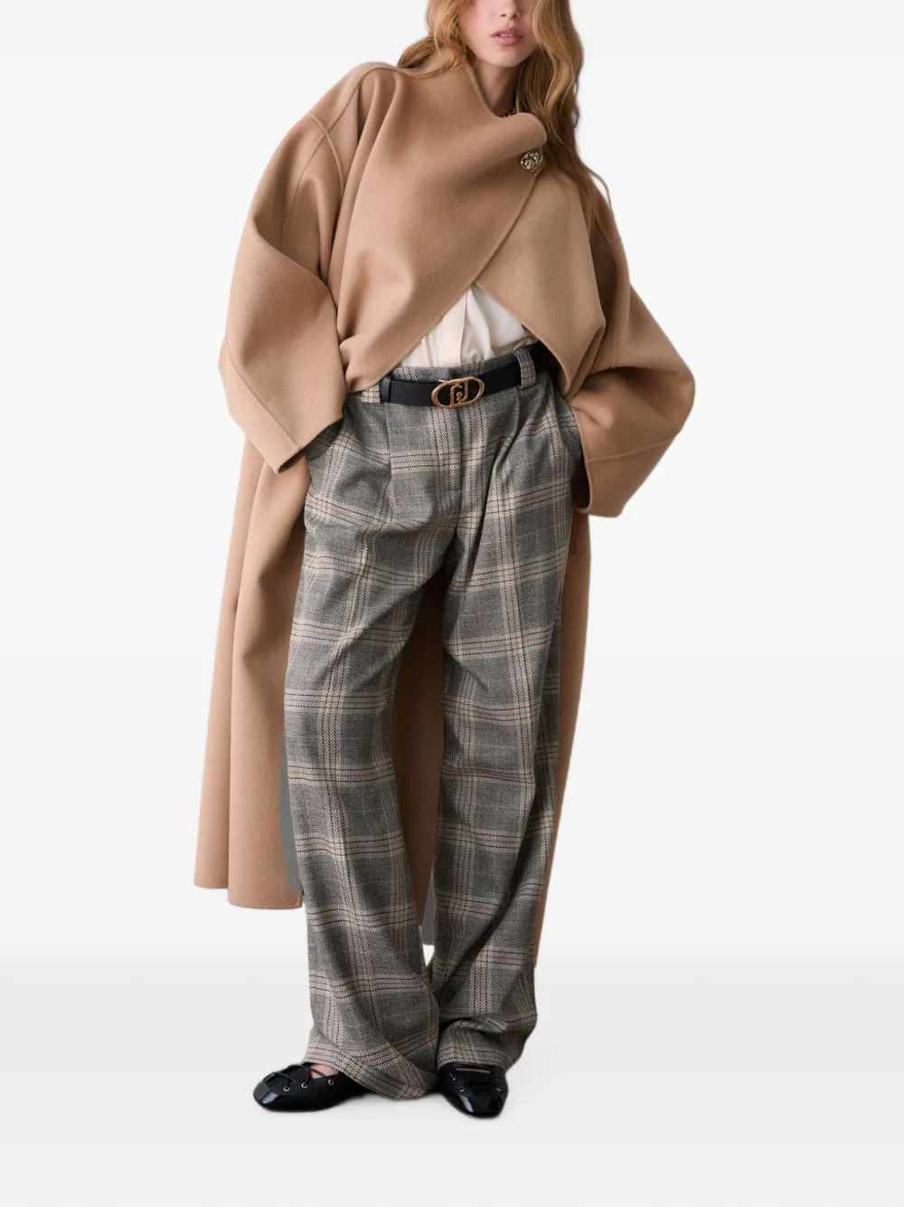 LIU JO Oversized wollen mantel Beige