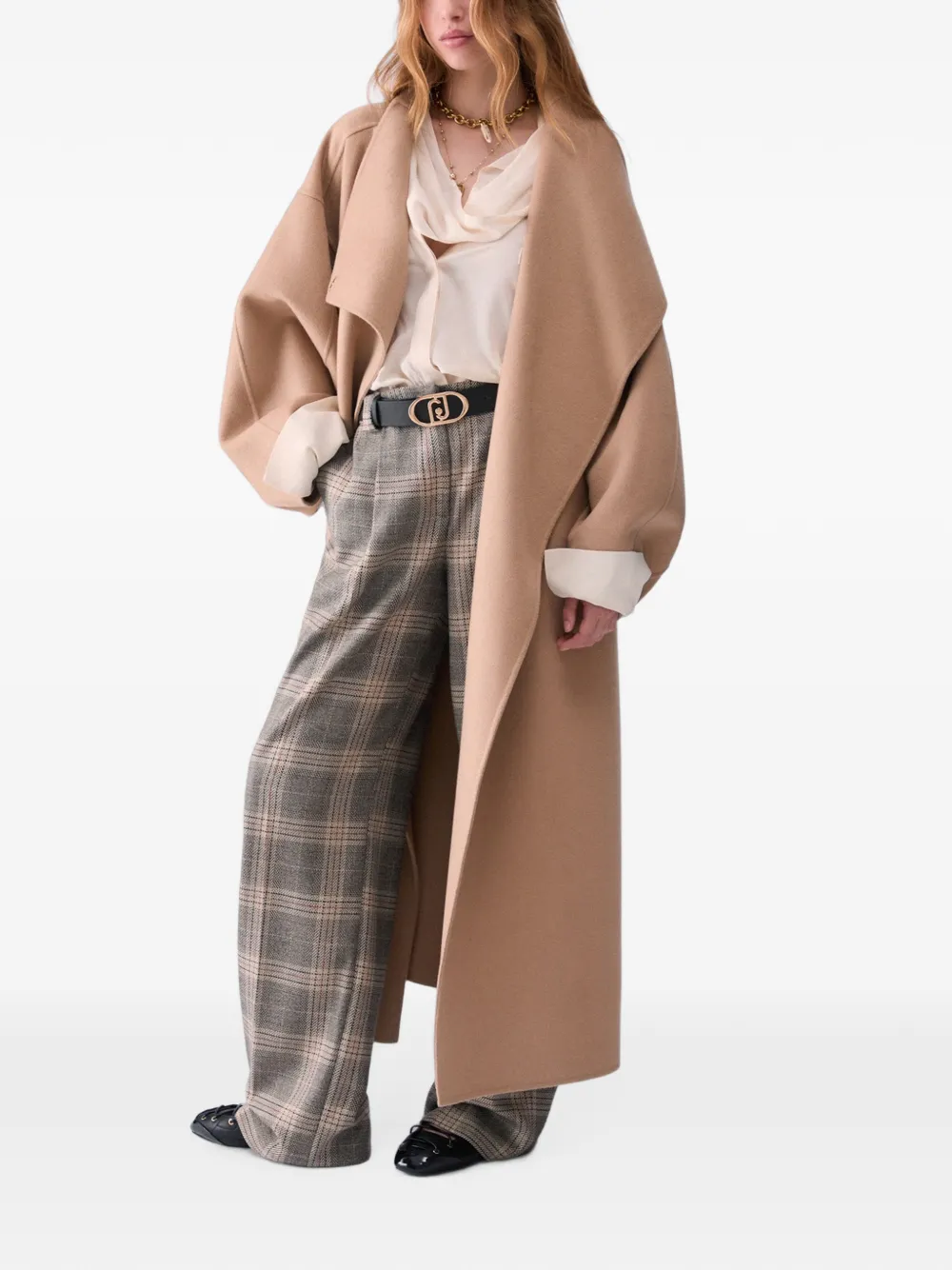 LIU JO Oversized wollen mantel Beige