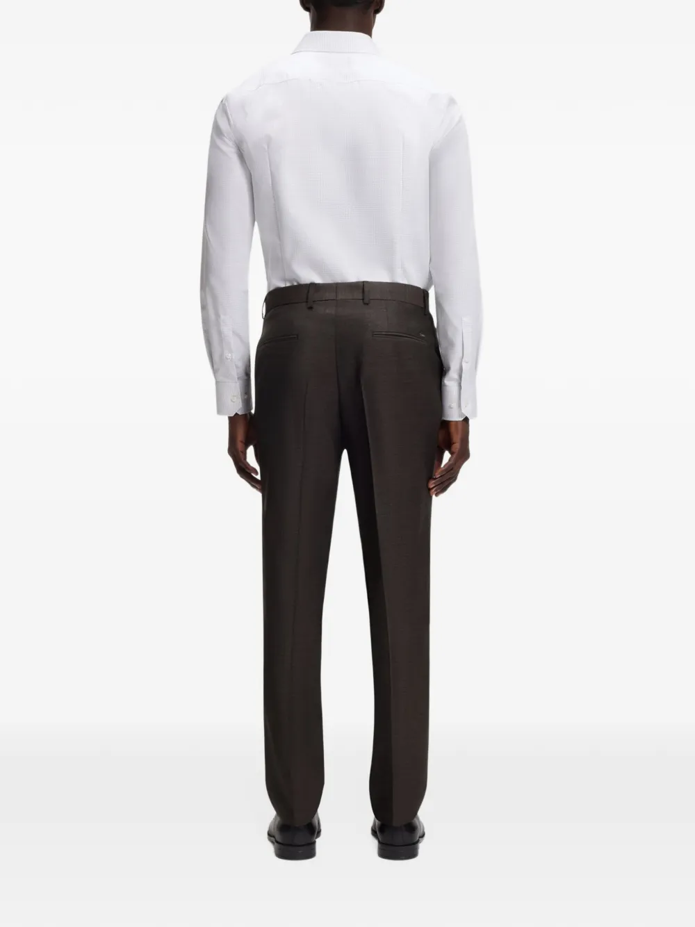 BOSS slim-fit trousers in stretch virgin-wool serge Bruin