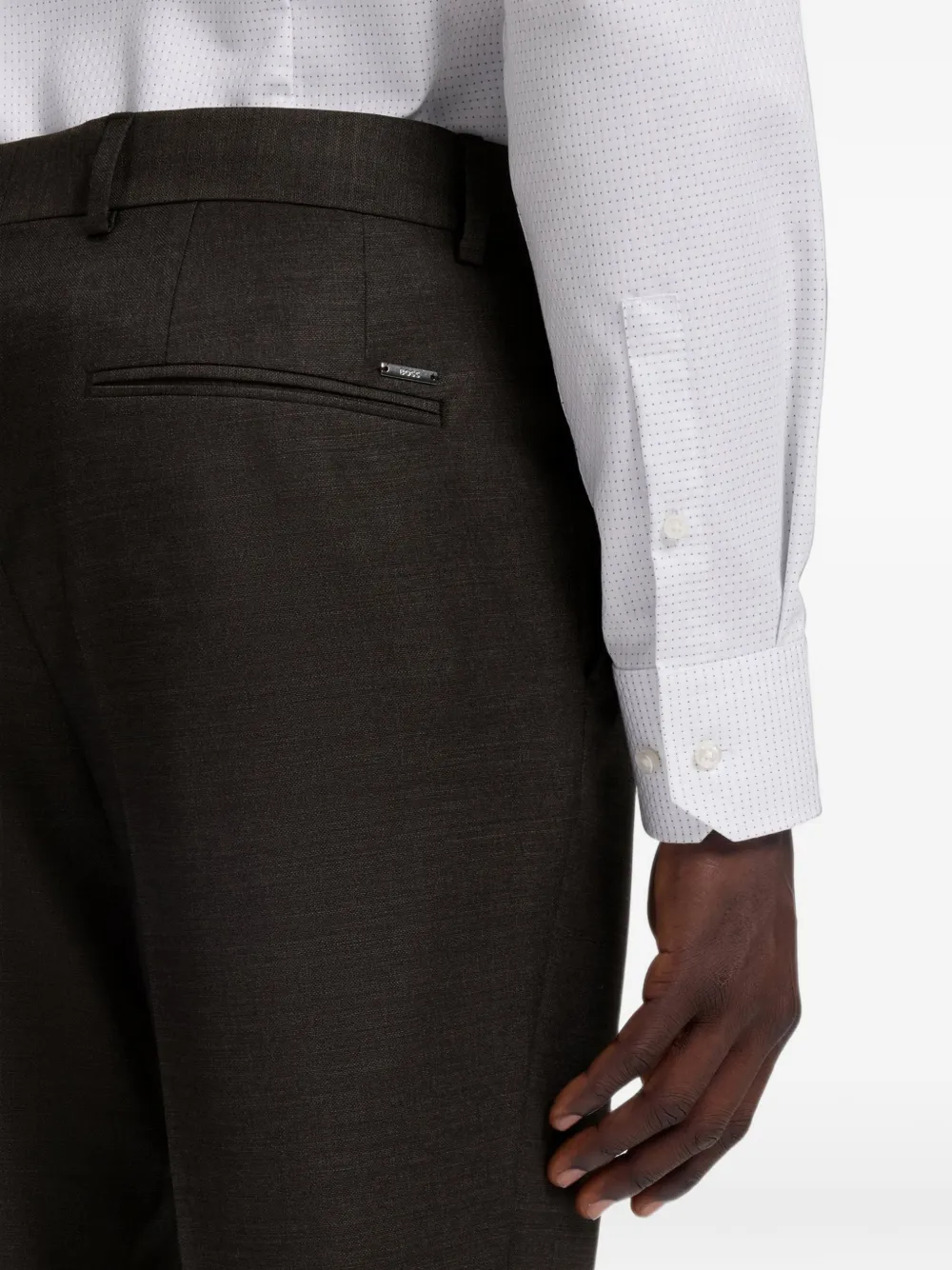 BOSS slim-fit trousers in stretch virgin-wool serge Bruin