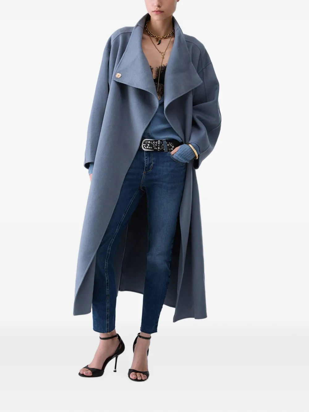 LIU JO Oversized wollen mantel Blauw