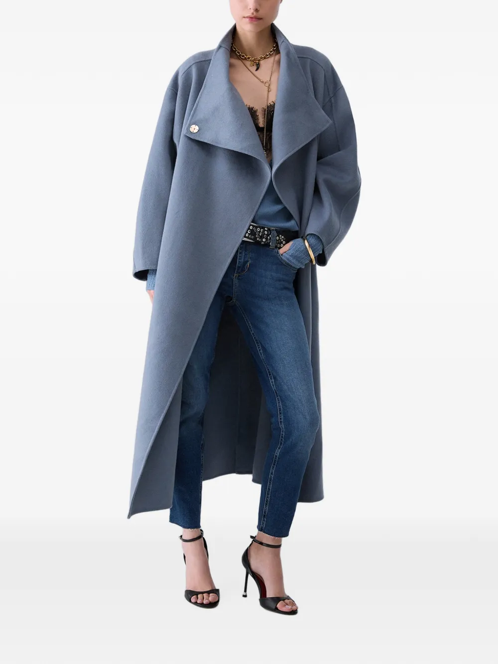 LIU JO Oversized wollen mantel Blauw