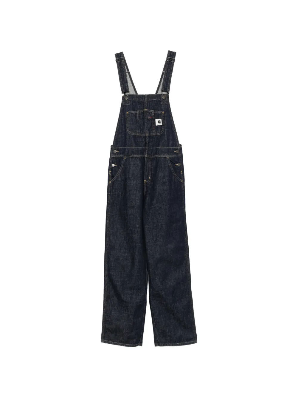 Carhartt WIP logo-patch denim dungarees - Blau