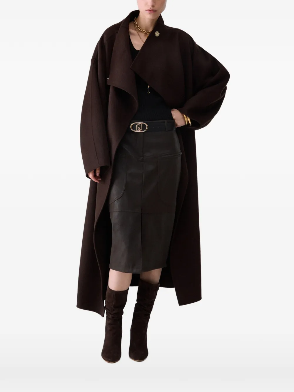 LIU JO Oversized wollen mantel Bruin