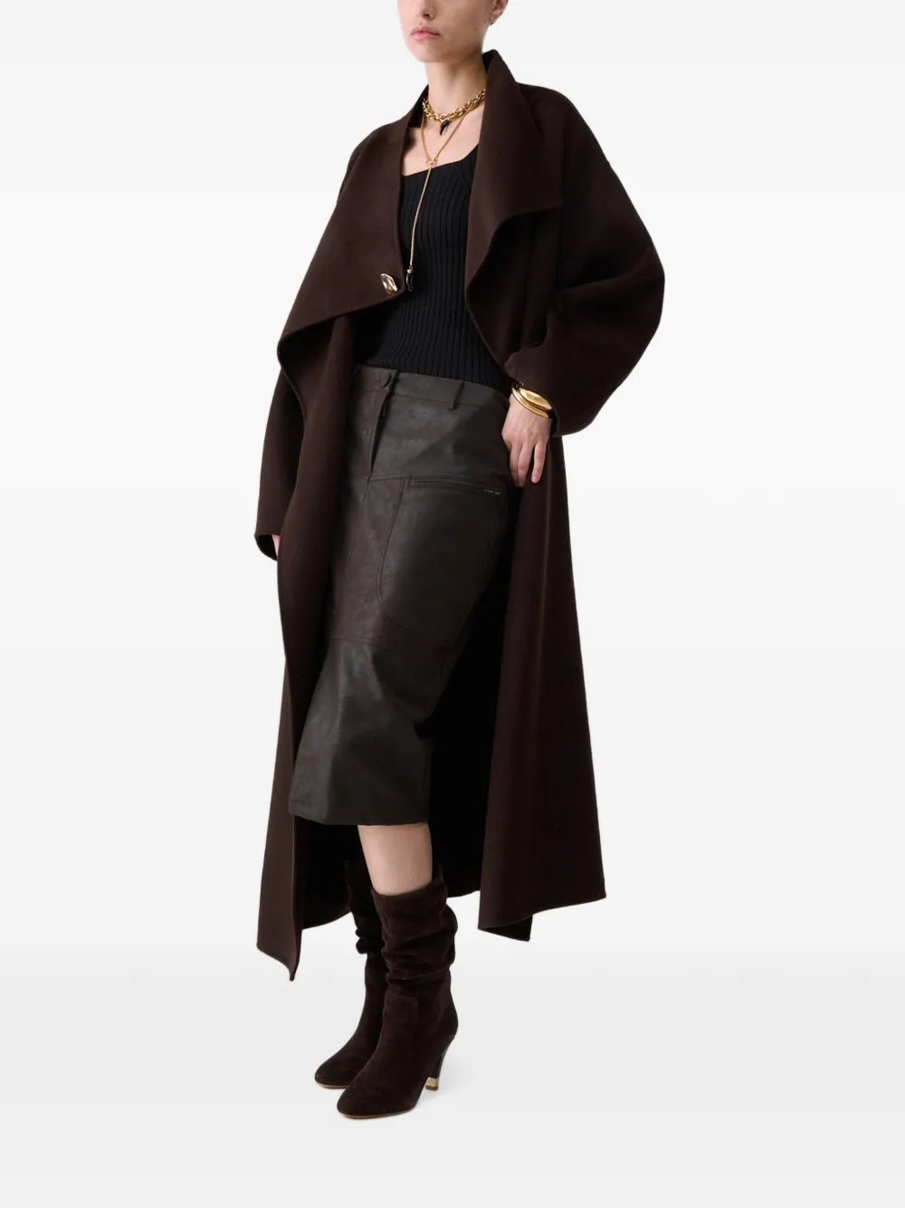 LIU JO Oversized wollen mantel Bruin