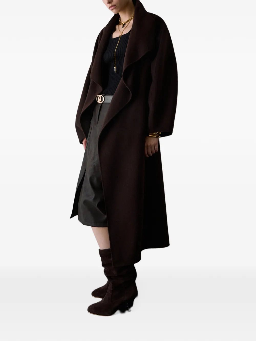 LIU JO Oversized wollen mantel Bruin