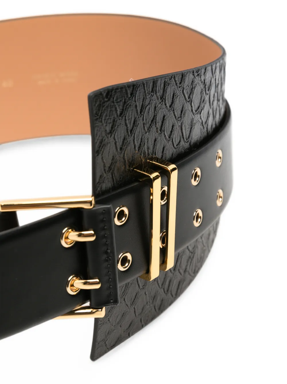 Elisabetta Franchi Riem met gesp en slangen-effect Zwart