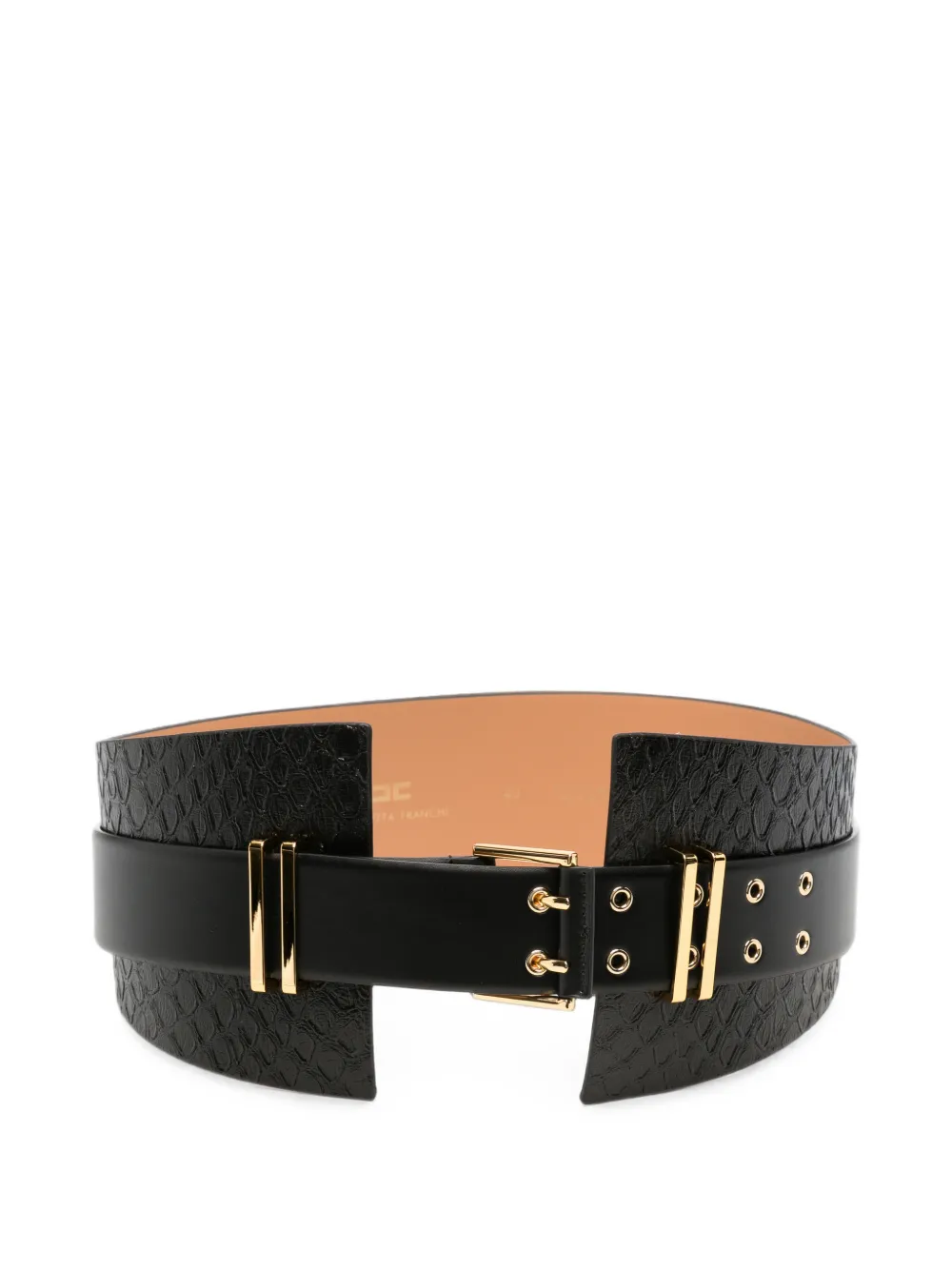 Elisabetta Franchi snake-effect buckled belt - Nero