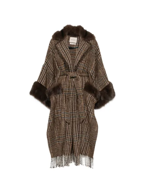 FRONT STREET 8 check-pattern faux-fur-trim jacket