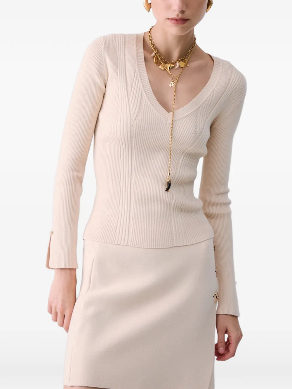 LIU JO Trui met V-hals Beige