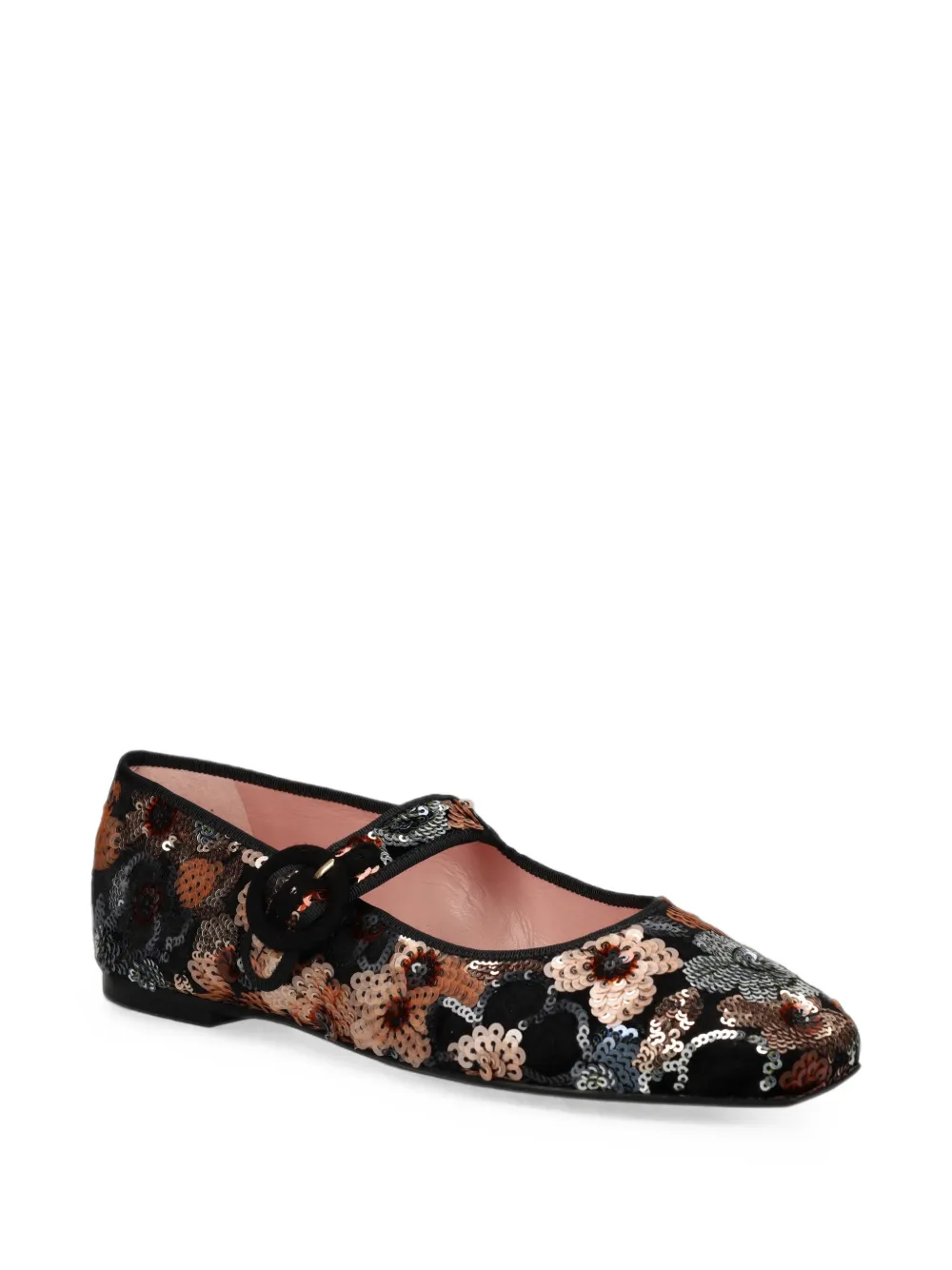Pretty Ballerinas Camille sequin-embellished floral ballet flats Zwart