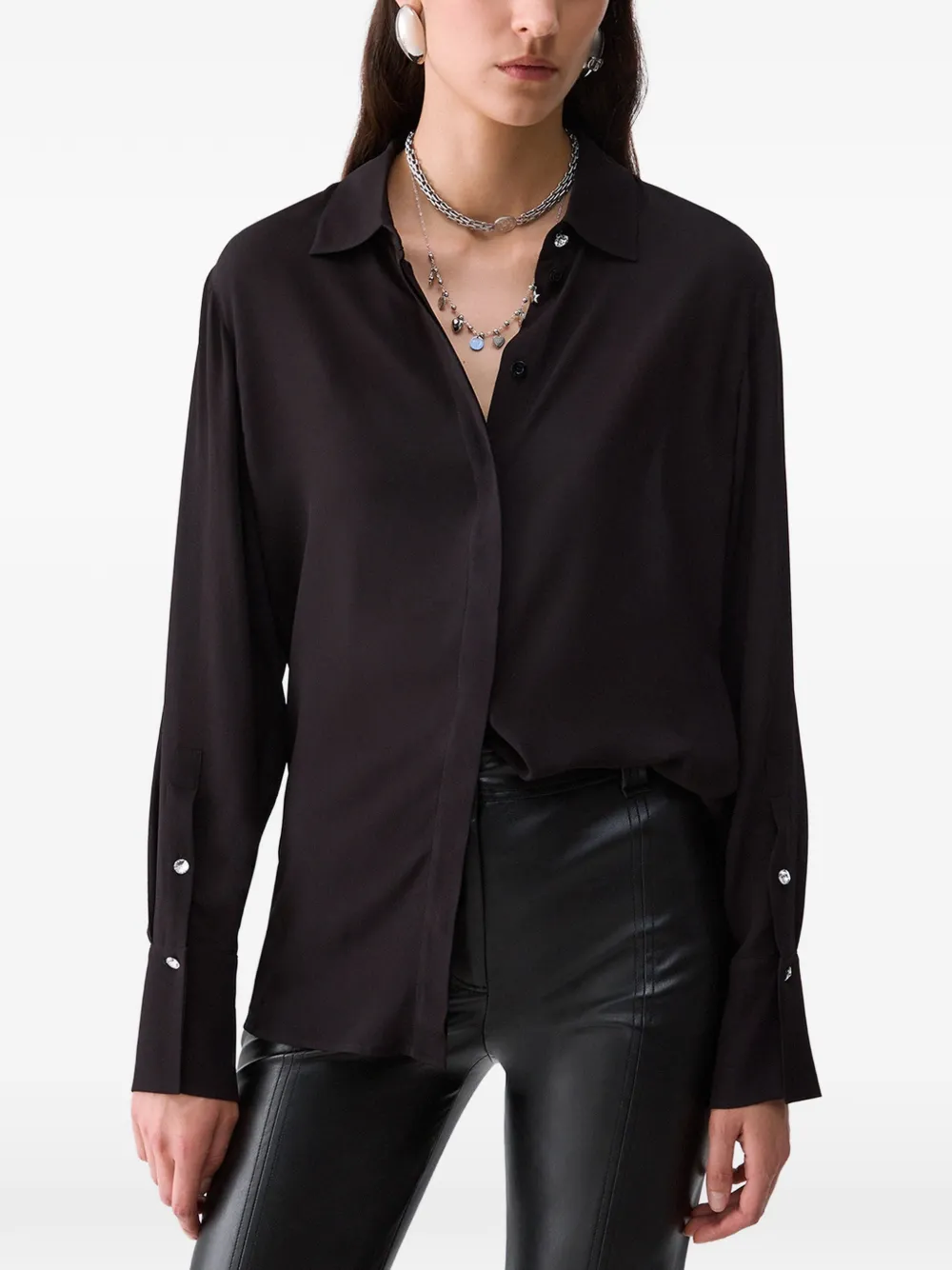 LIU JO Crêpe de chine blouse Zwart