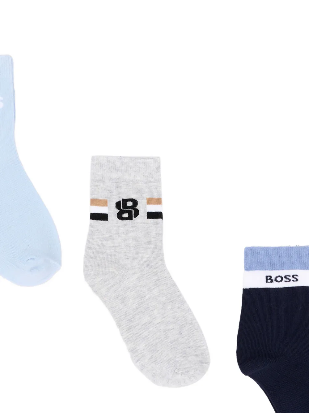 BOSS Kidswear logo-print socks (set of three) Blauw