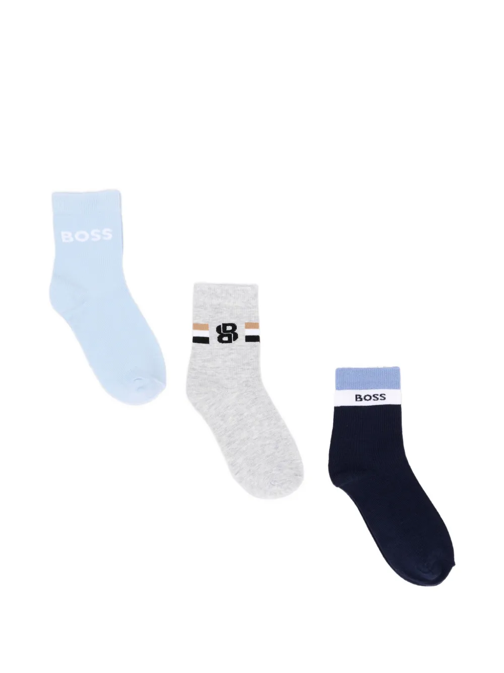 BOSS Kidswear logo-print socks (set of three) - Blu