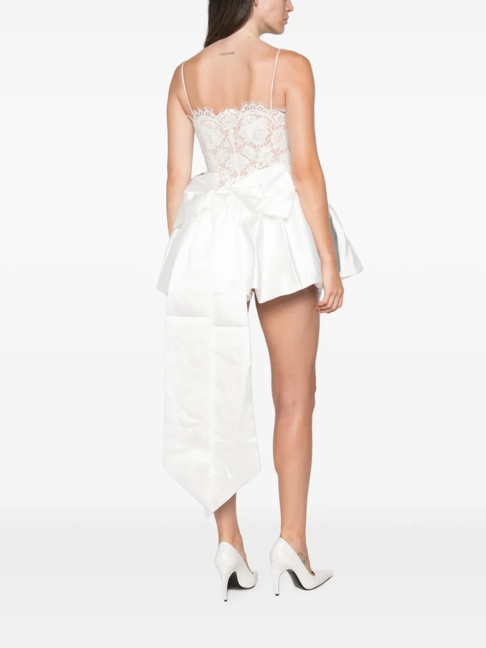 Self-Portrait lace-bodice bow-detail dress Wit