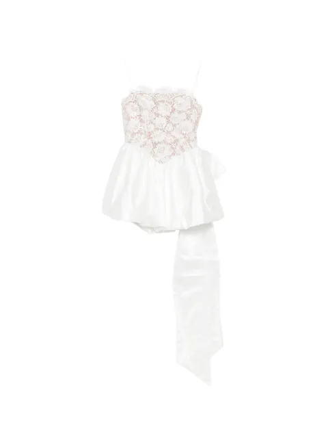 Self-Portrait white sequin lace bow mini dress