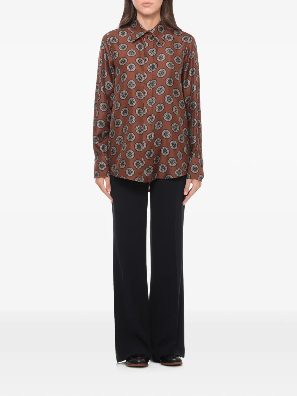 Alberto Biani Blouse met bolvormige print Bruin