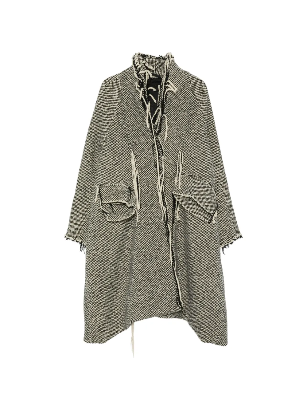 Rundholz check frayed-edge coat