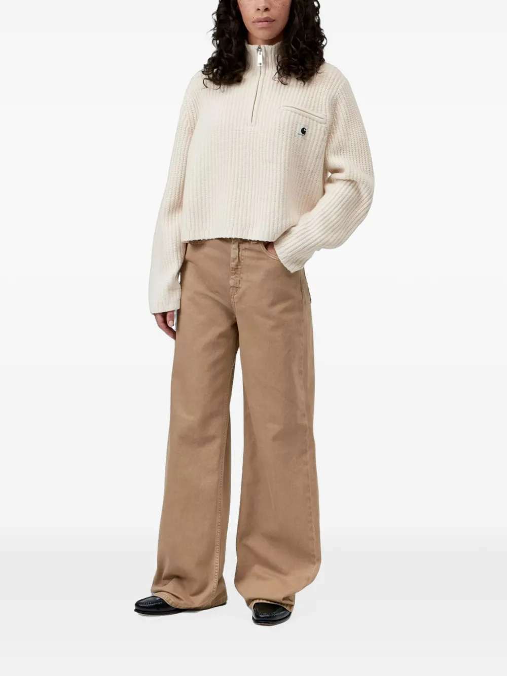 Carhartt WIP Detroit trui met halve rits Wit