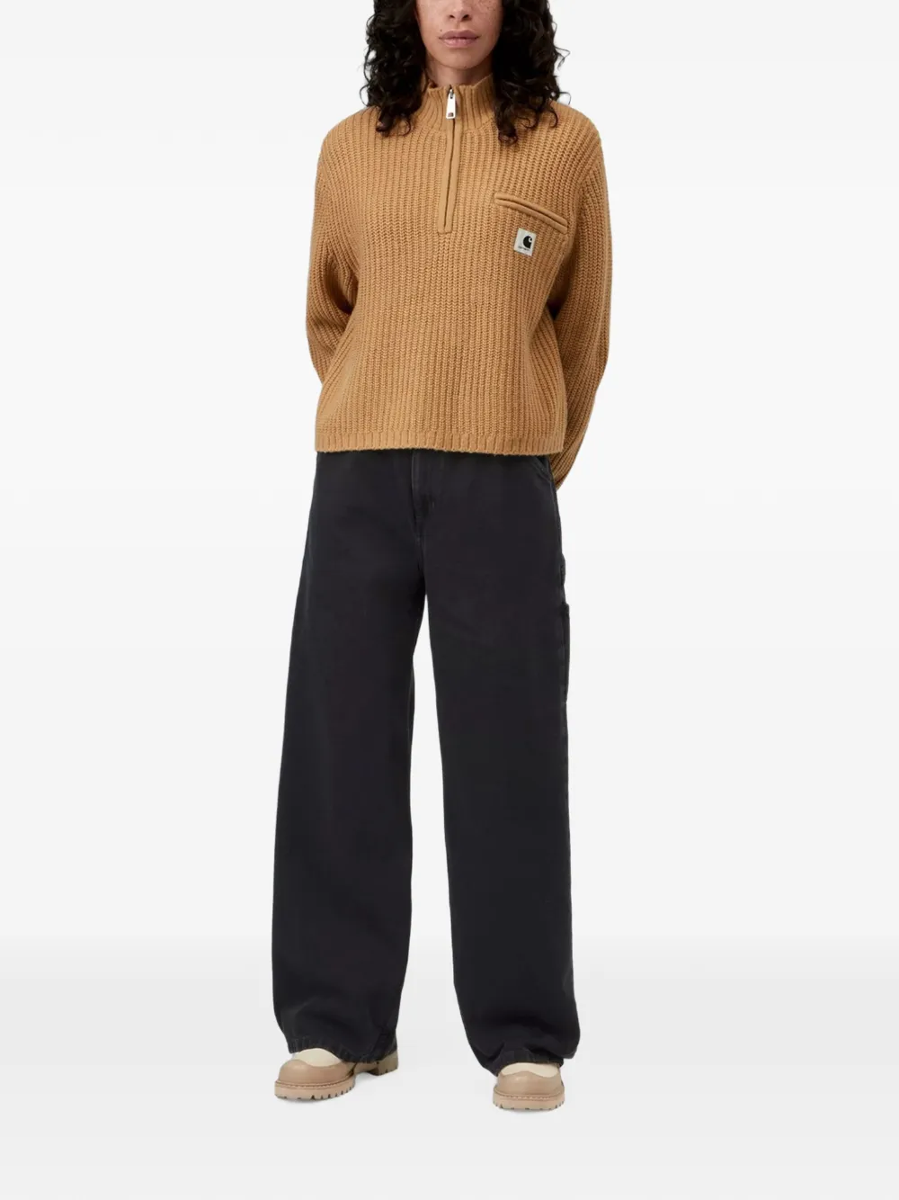 Carhartt WIP Detroit trui met halve rits Bruin