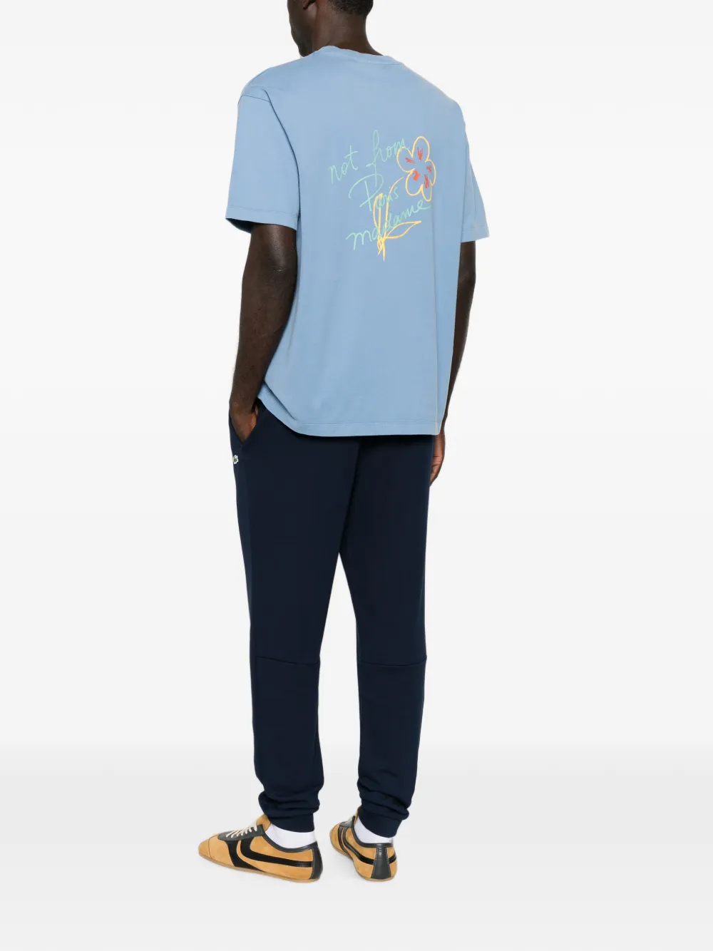 Drôle De Monsieur Katoenen T-shirt met logoprint Blauw
