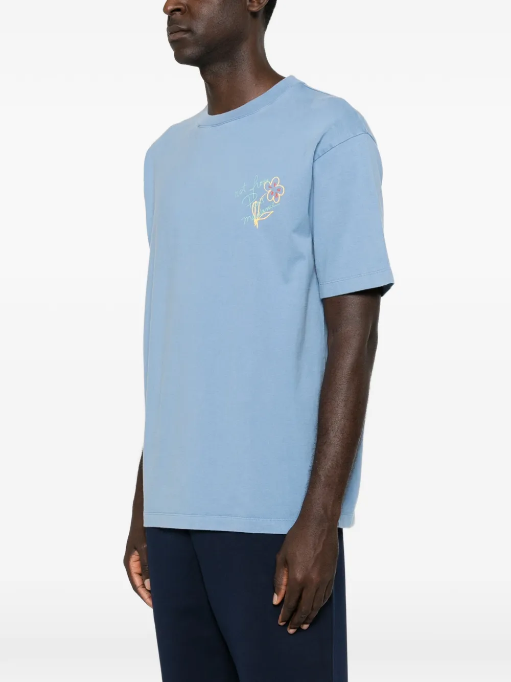Drôle De Monsieur Katoenen T-shirt met logoprint Blauw