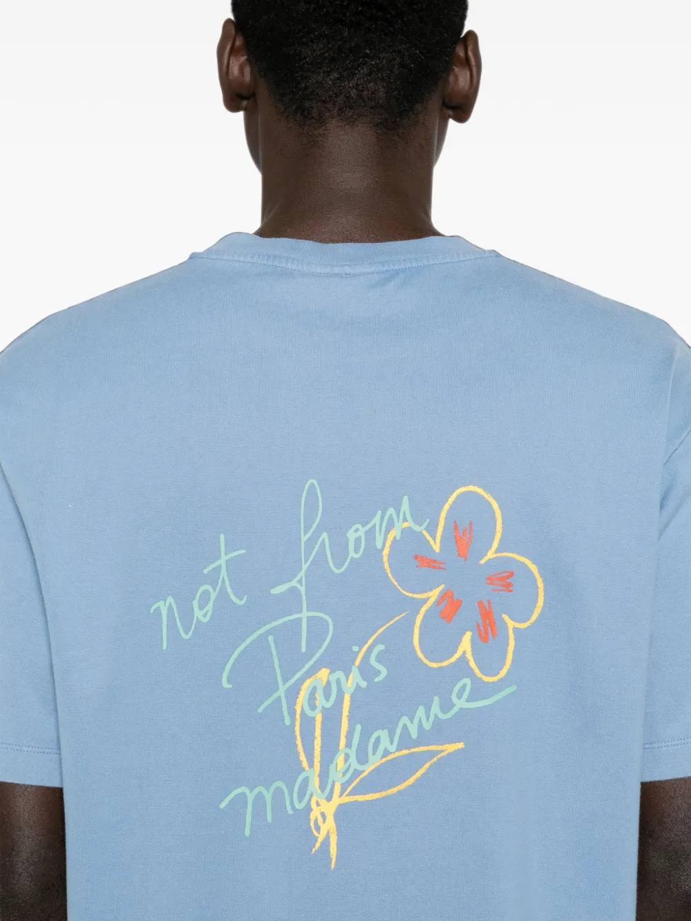 Drôle De Monsieur Katoenen T-shirt met logoprint Blauw