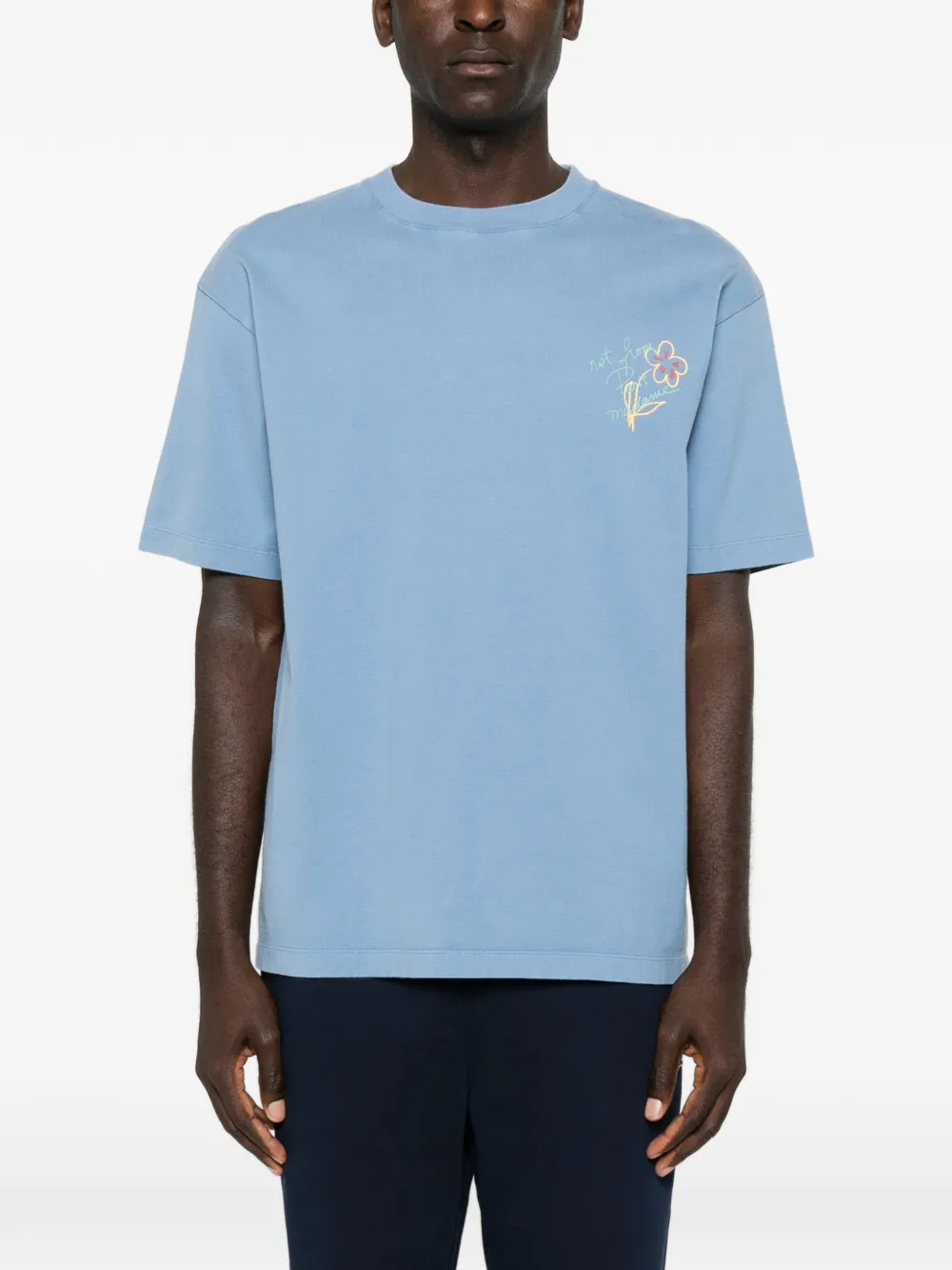 Drôle De Monsieur Katoenen T-shirt met logoprint Blauw