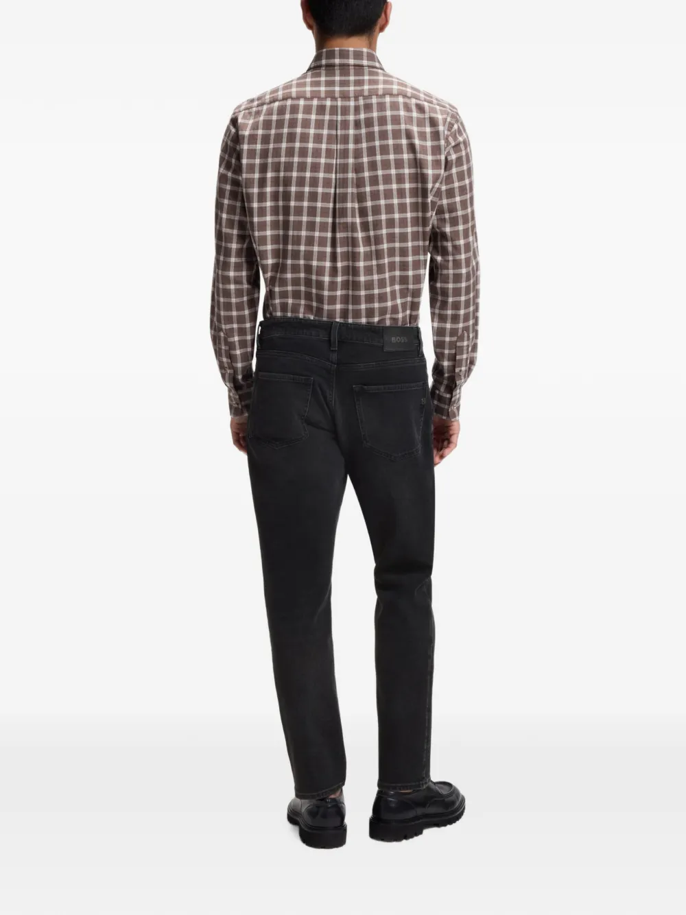 HUGO regular-fit tapered jeans in stretch cotton Zwart