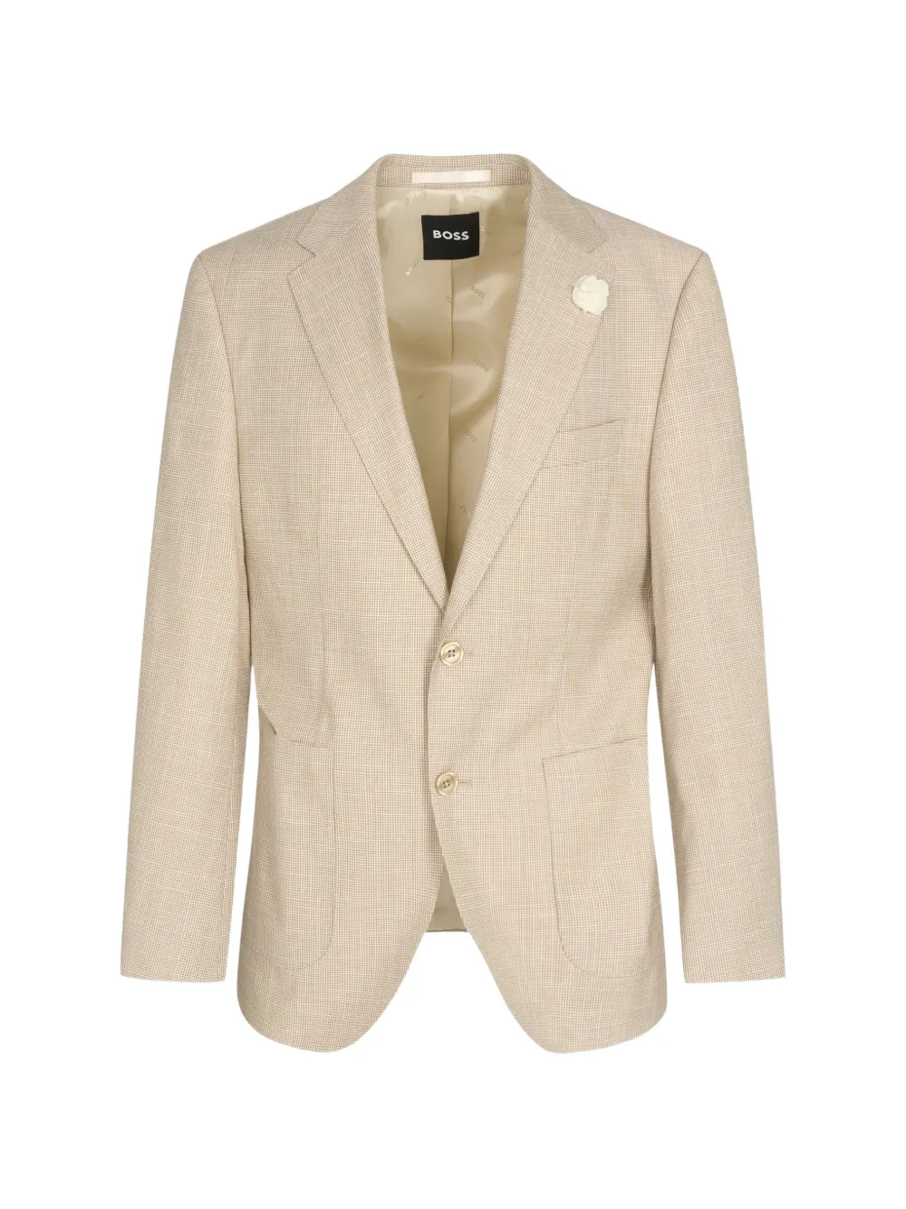 HUGO micro-check notch-lapel blazer Beige