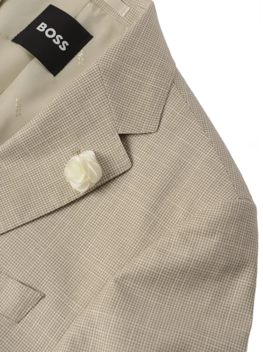 HUGO micro-check notch-lapel blazer Beige