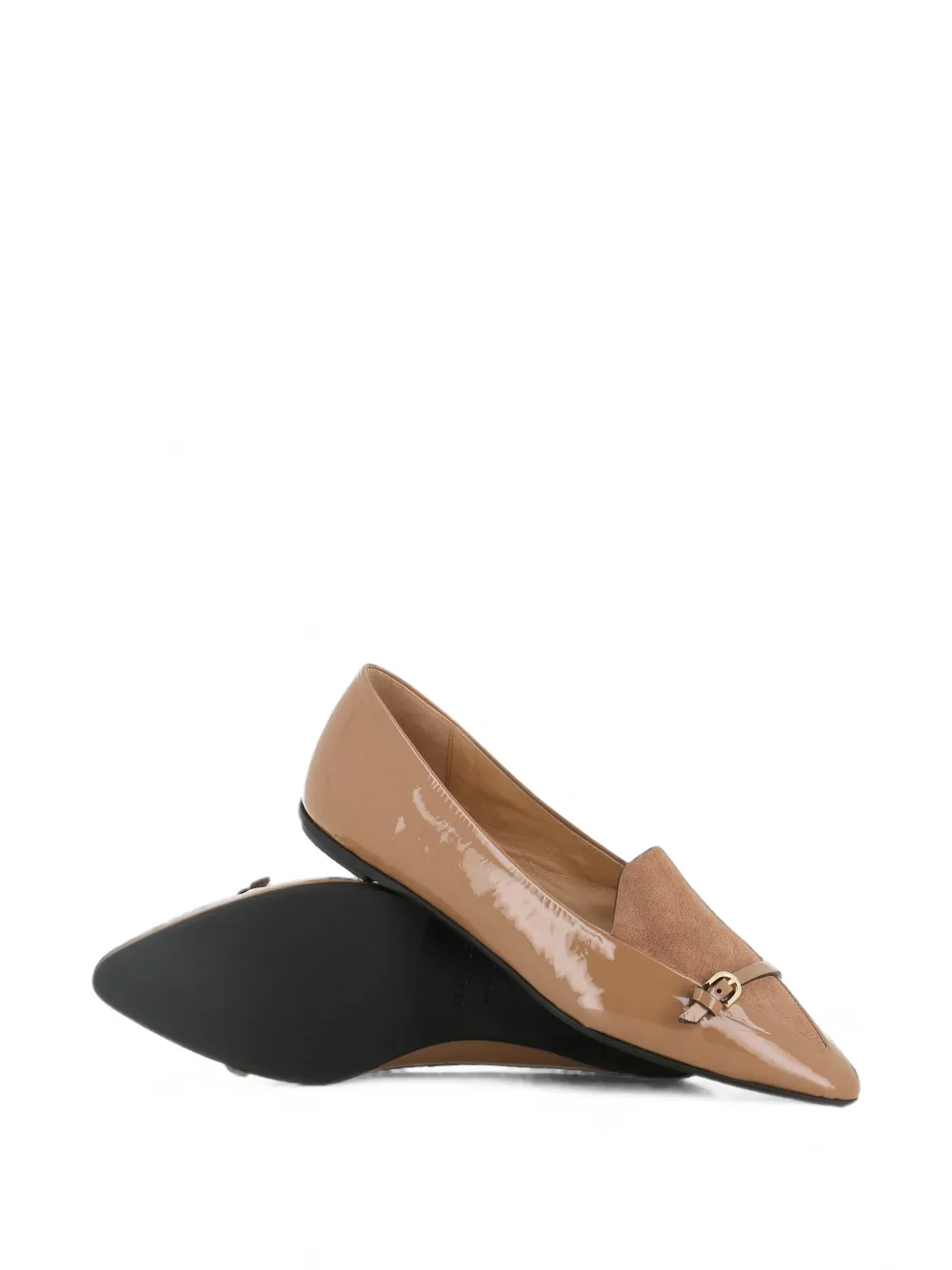 Del Carlo buckle-detail pointed-toe ballet flats Beige