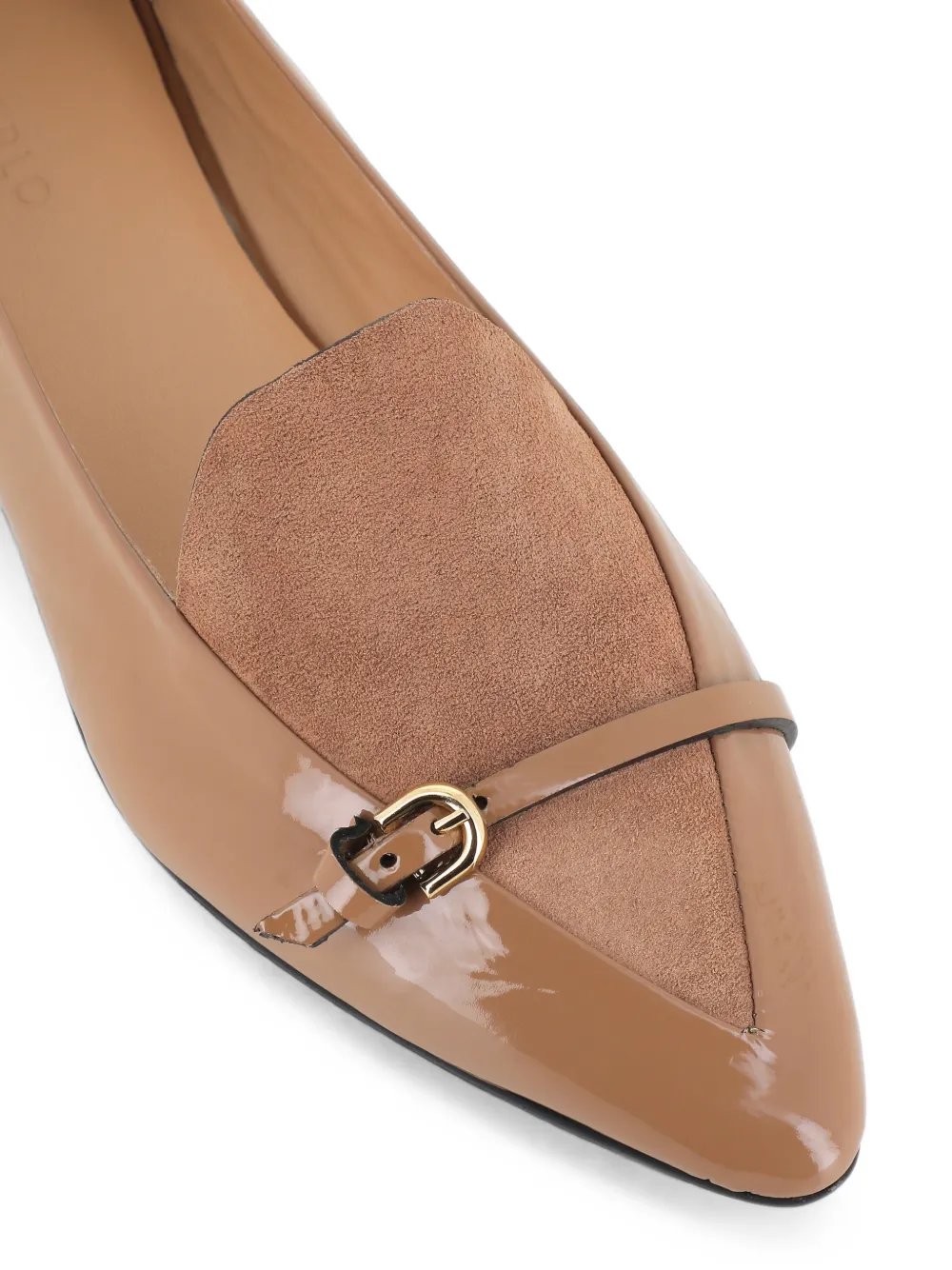 Del Carlo buckle-detail pointed-toe ballet flats Beige