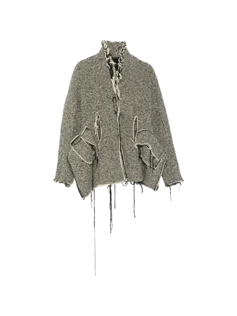 Rundholz check-pattern frayed jacket