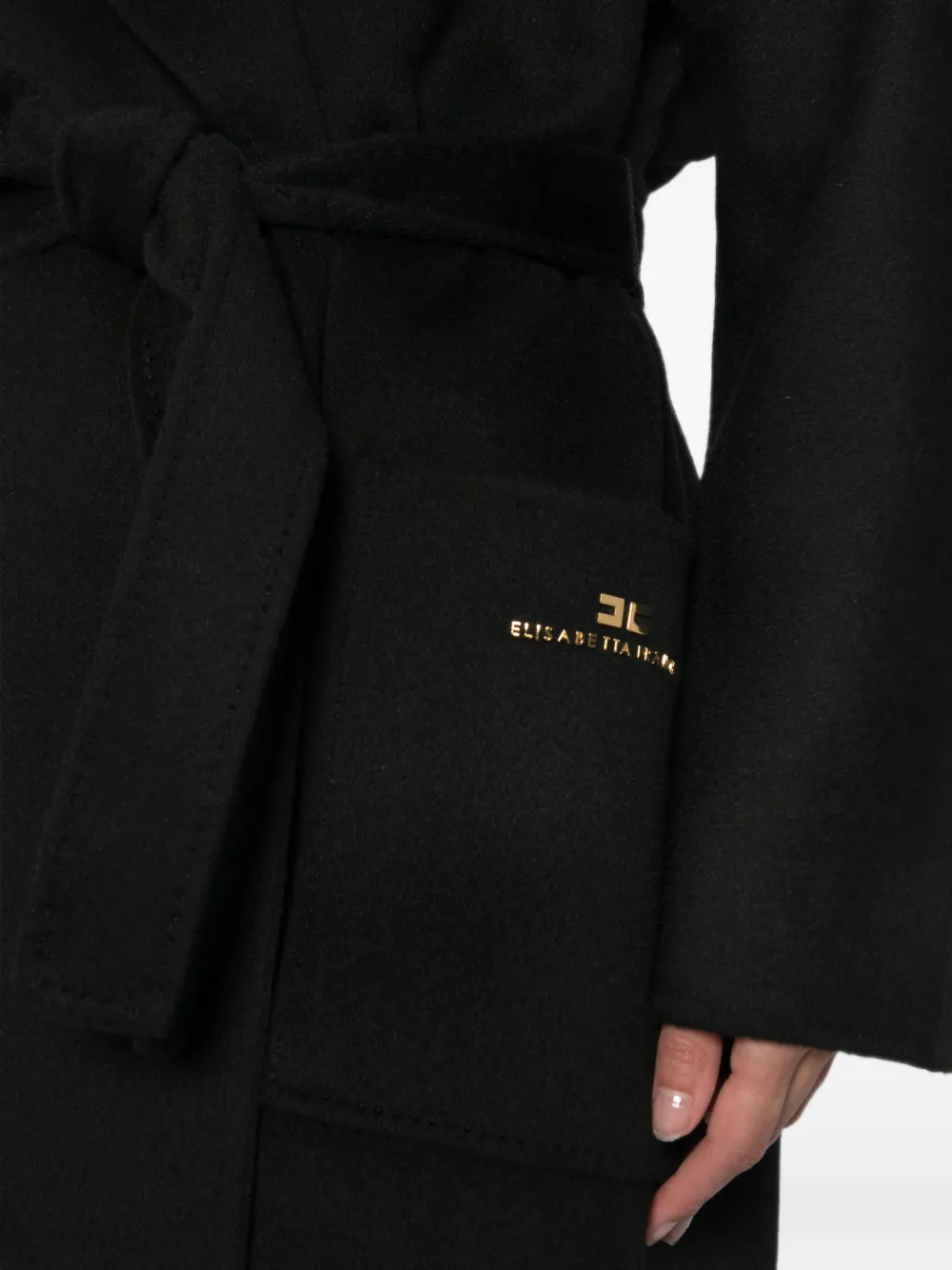 Elisabetta Franchi Jas met ceintuur en logo-plakkaat Zwart