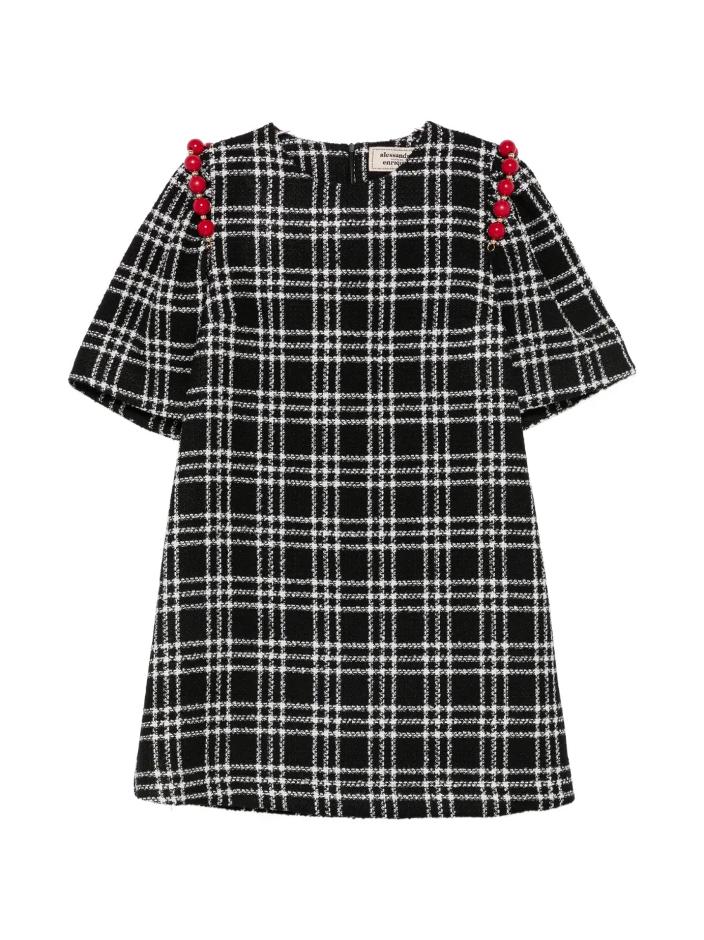 alessandro enriquez bead-embellished checked mini dress