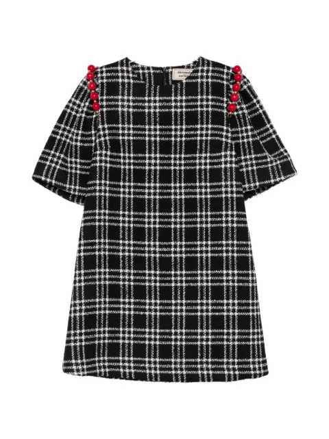 alessandro enriquez bead-embellished checked mini dress