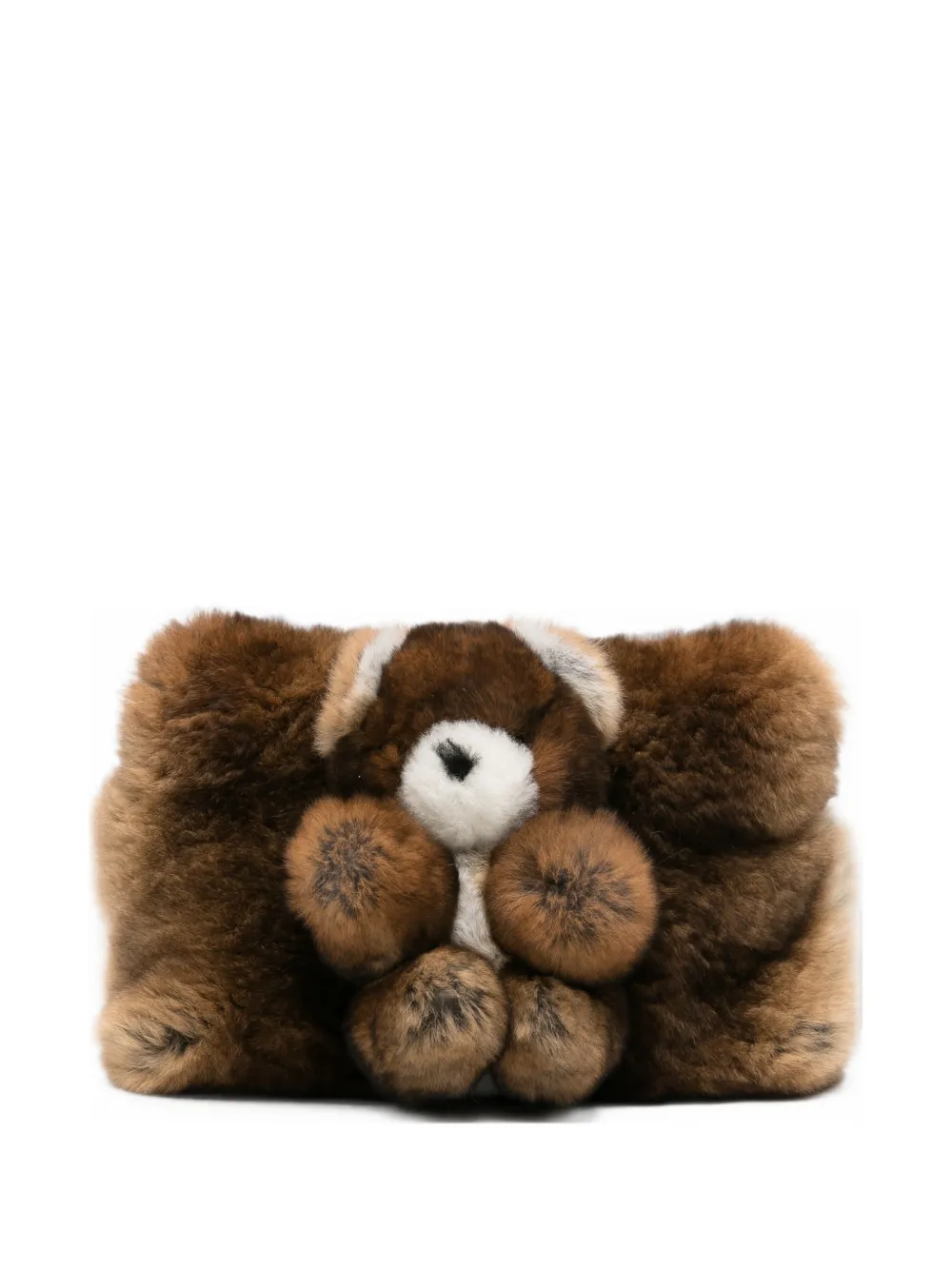 Anita Bilardi teddy-bear-motif faux-fur clutch bag - Marrone