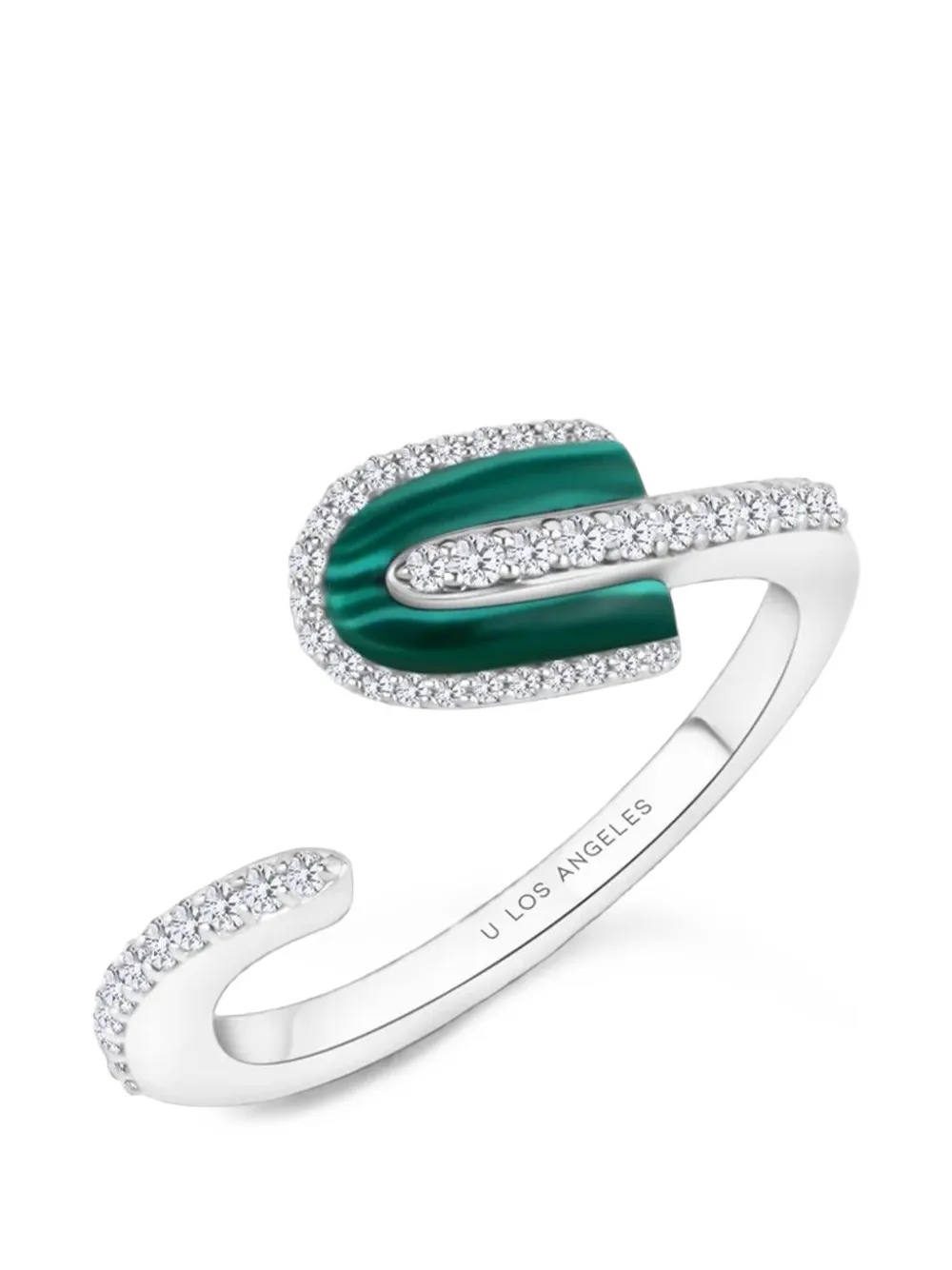 U LOS ANGELES Anello U Solo con malachite e diamanti - Argento