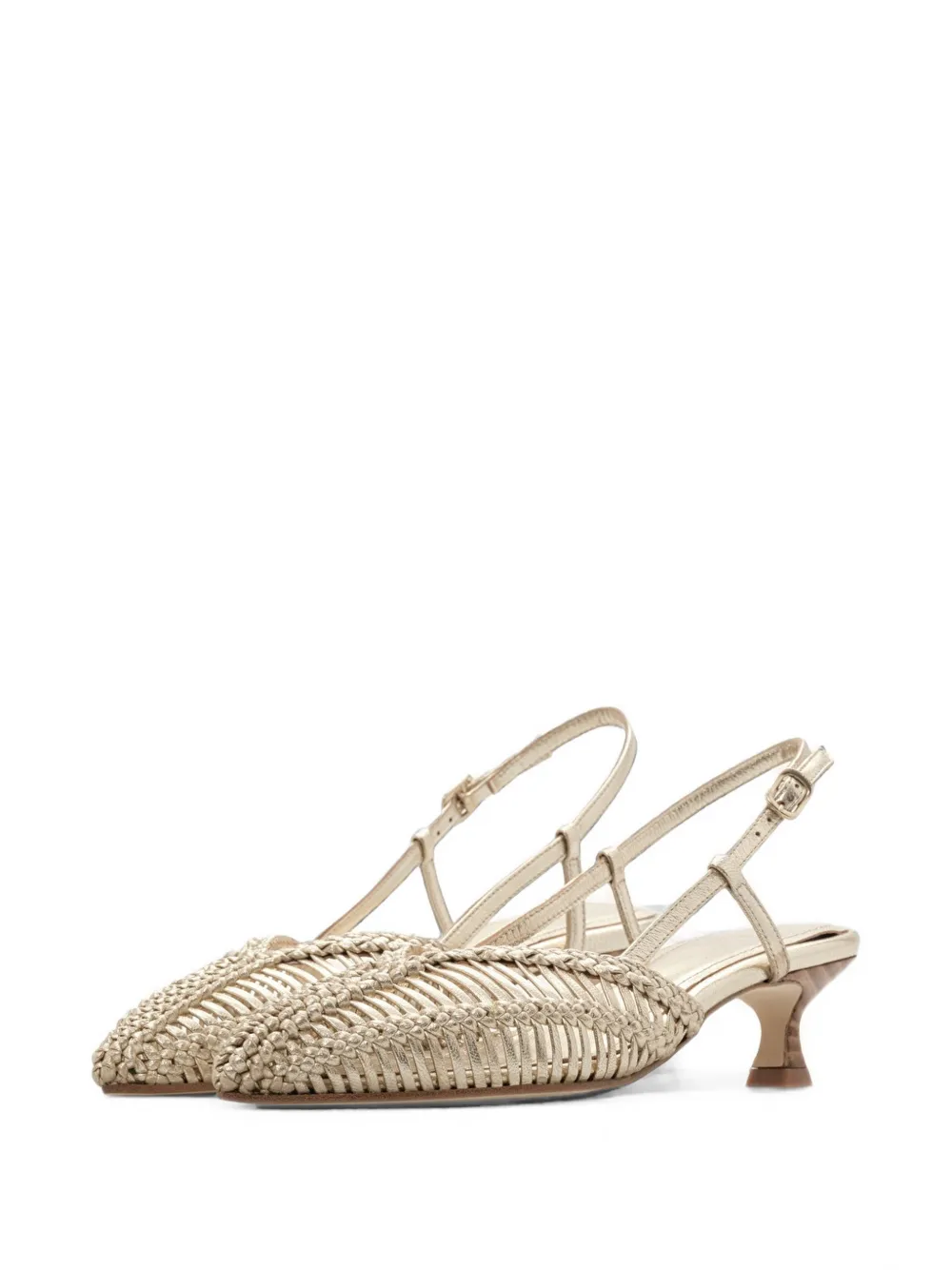 Lottusse Edit woven leather slingback pumps Goud