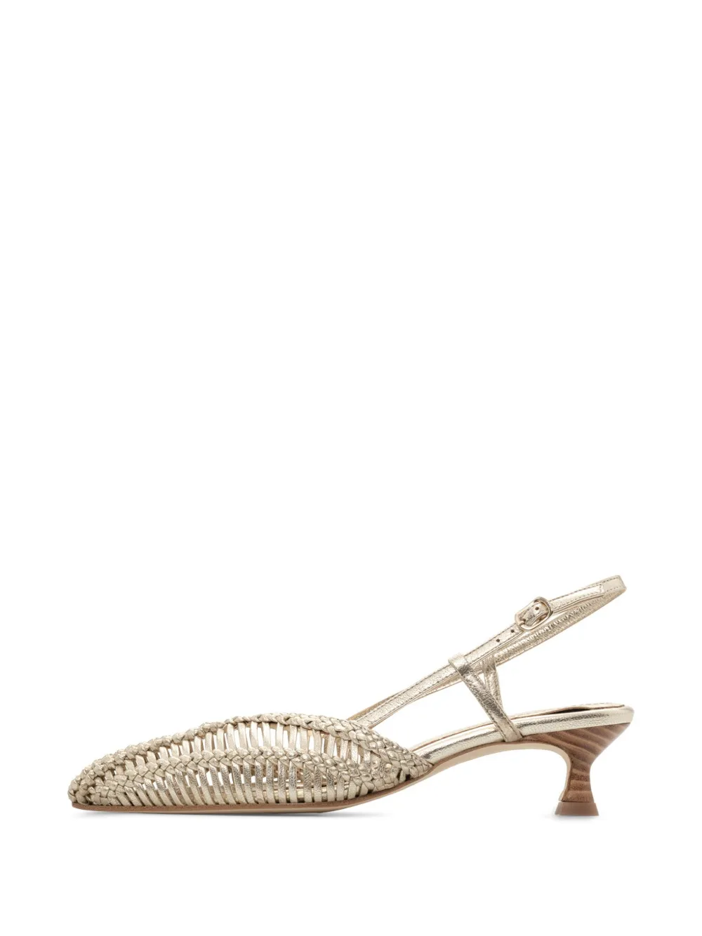 Lottusse Edit woven leather slingback pumps Goud